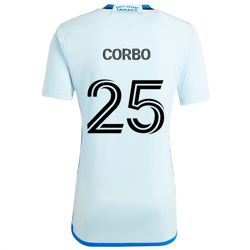 Kids Football Gabriele Corbo #25 Ice Blue Away Jersey 2024/25 T-Shirt Nz