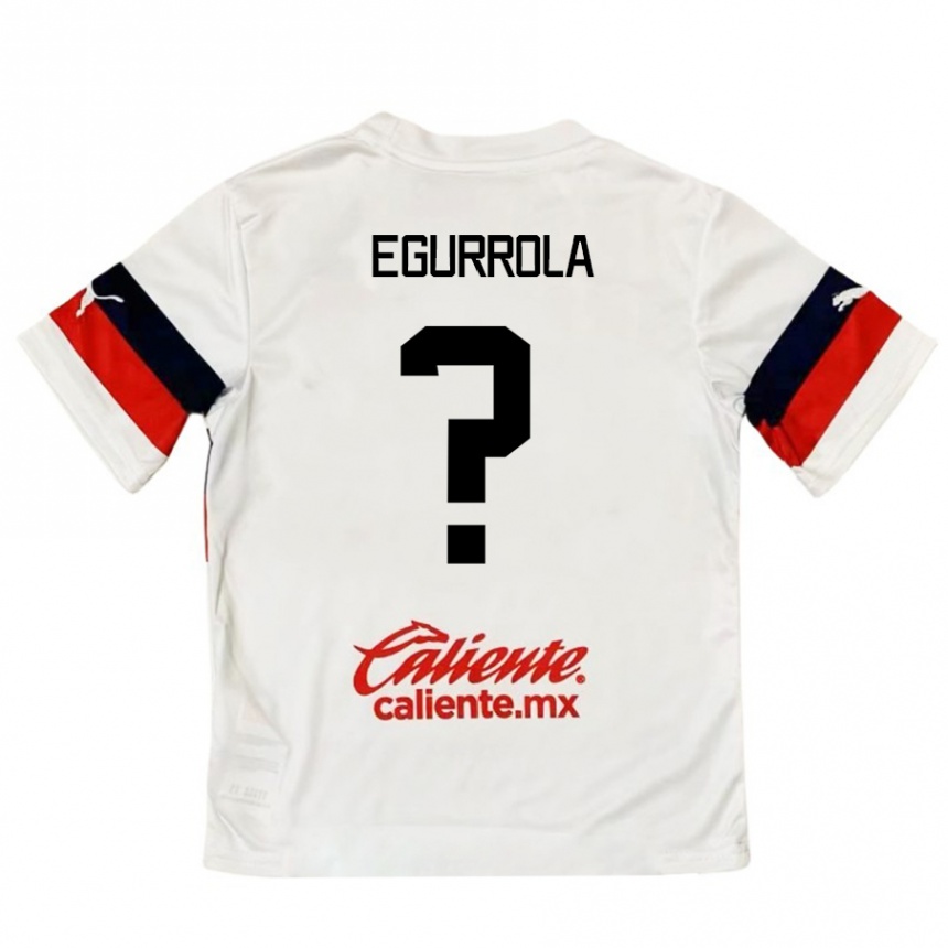 Kids Football Luis Egurrola #0 White Red Away Jersey 2024/25 T-Shirt Nz