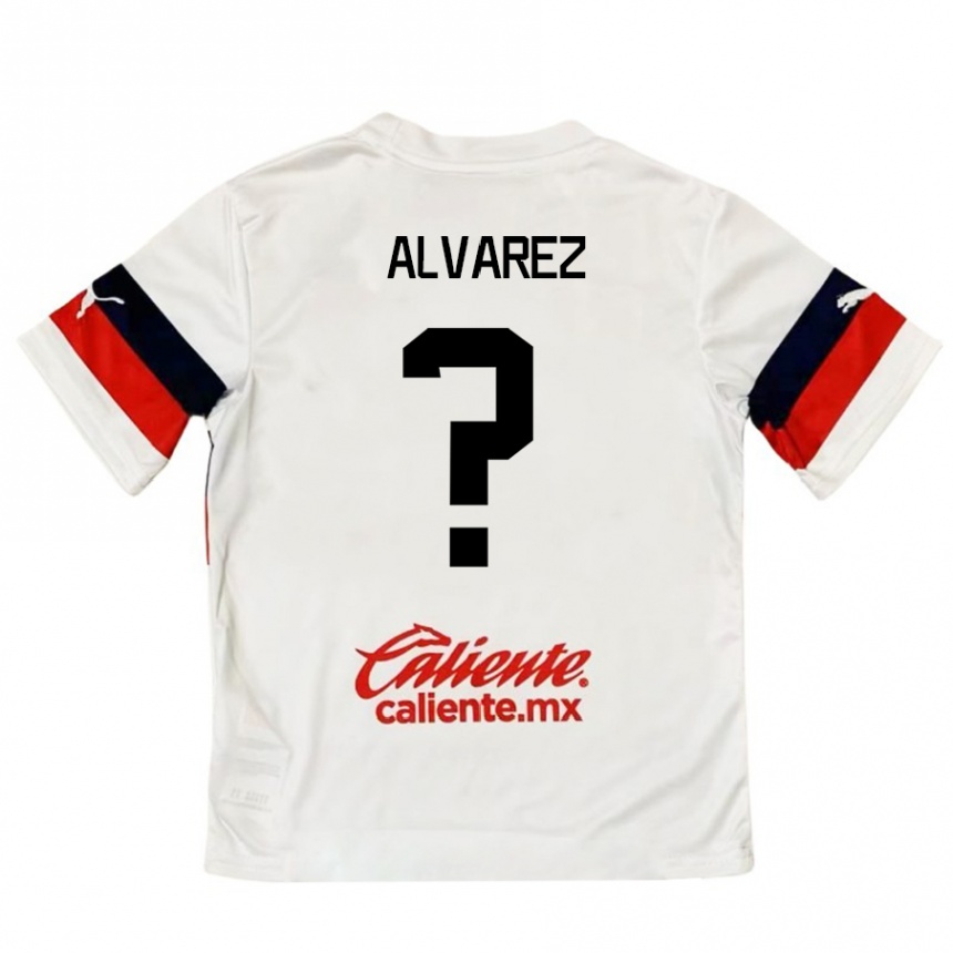 Kids Football Sergio Álvarez #0 White Red Away Jersey 2024/25 T-Shirt Nz