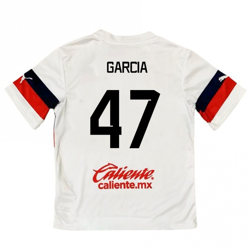 Kids Football Gael García #47 White Red Away Jersey 2024/25 T-Shirt Nz