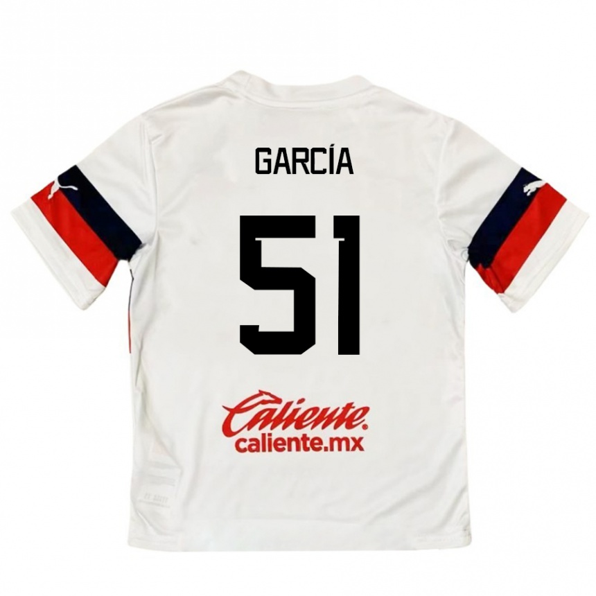 Kids Football Eduardo García #51 White Red Away Jersey 2024/25 T-Shirt Nz