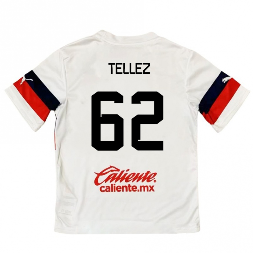 Kids Football Brandon Téllez #62 White Red Away Jersey 2024/25 T-Shirt Nz