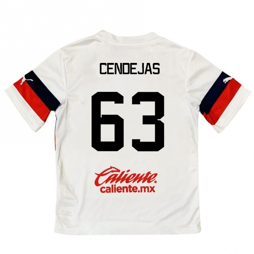 Kids Football Matías Cendejas #63 White Red Away Jersey 2024/25 T-Shirt Nz