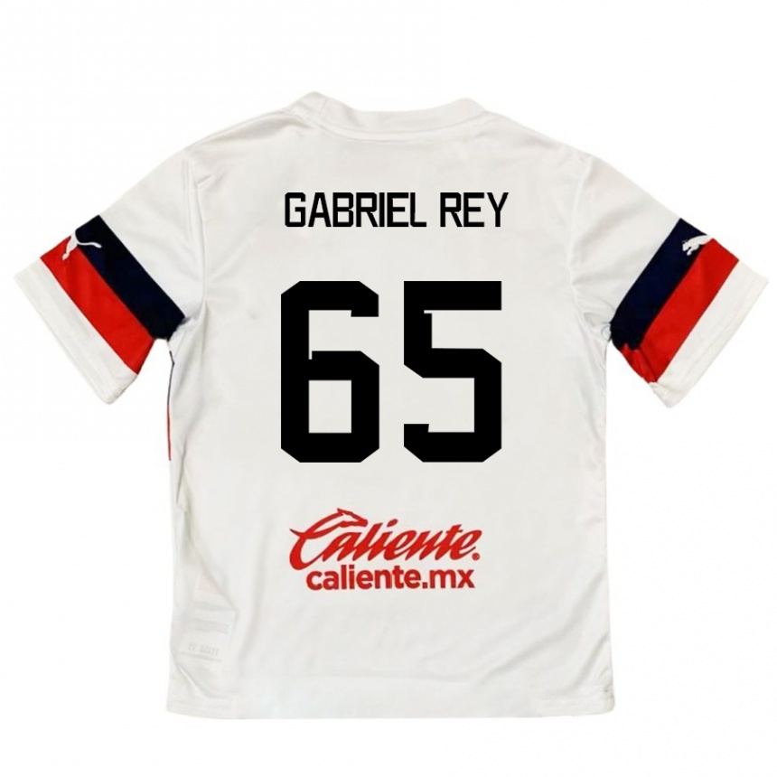 Kids Football Luis Gabriel Rey #65 White Red Away Jersey 2024/25 T-Shirt Nz