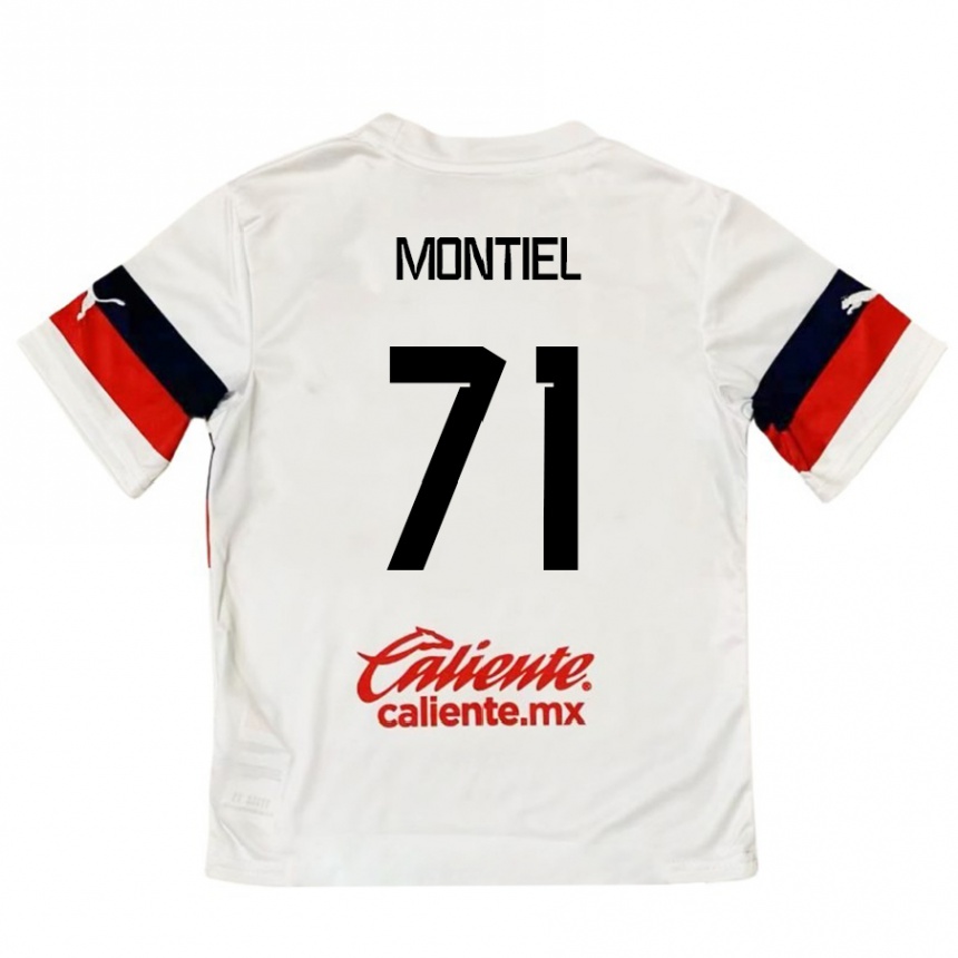 Kids Football Erick Montiel #71 White Red Away Jersey 2024/25 T-Shirt Nz