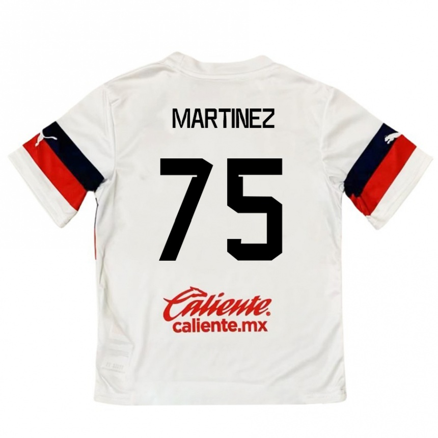 Kids Football Isaac Martínez #75 White Red Away Jersey 2024/25 T-Shirt Nz