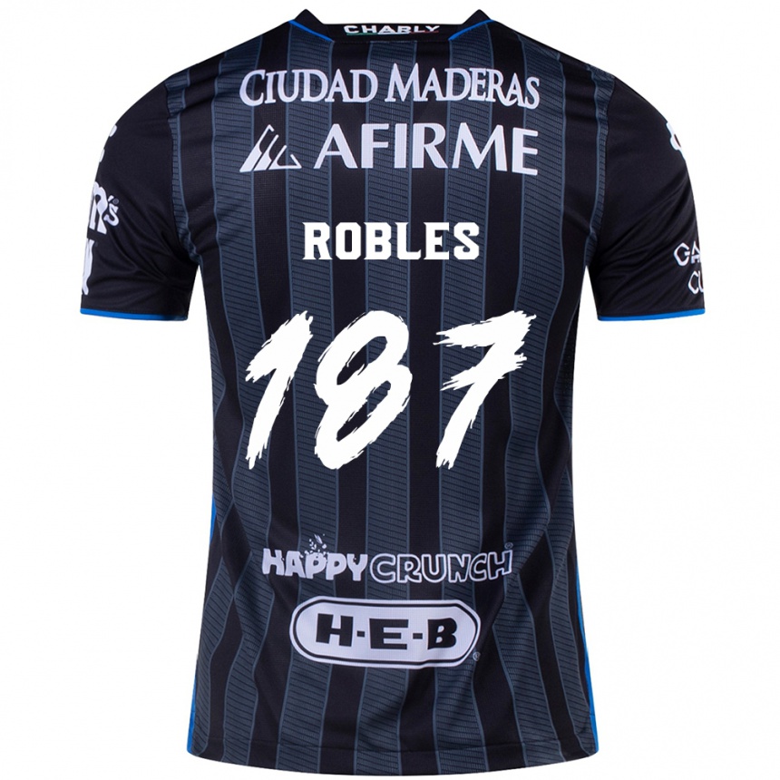 Kids Football Juan Robles #187 White Black Away Jersey 2024/25 T-Shirt Nz