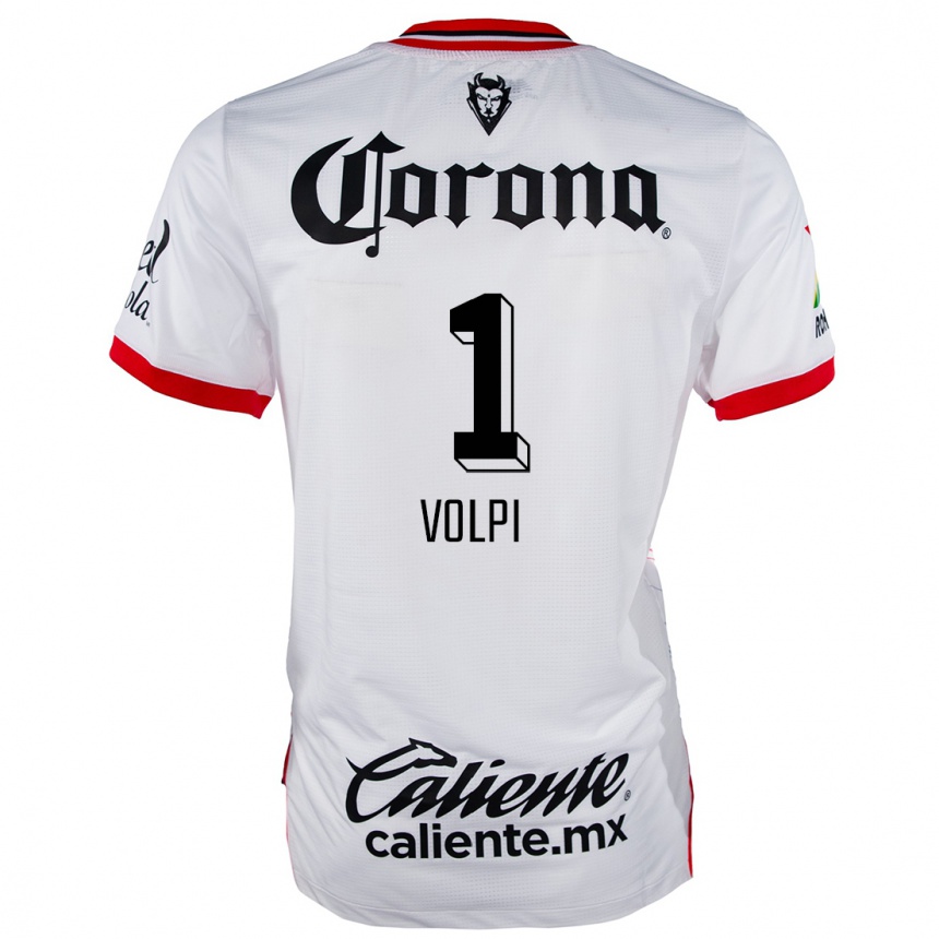 Kids Football Tiago Volpi #1 White Red Away Jersey 2024/25 T-Shirt Nz