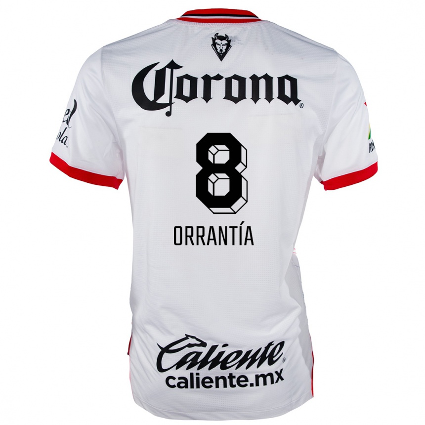 Kids Football Carlos Orrantía #8 White Red Away Jersey 2024/25 T-Shirt Nz