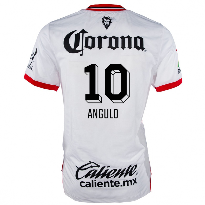 Kids Football Jesús Angulo #10 White Red Away Jersey 2024/25 T-Shirt Nz