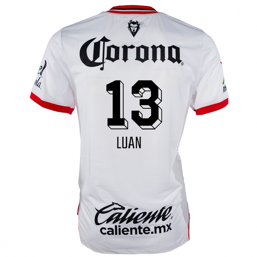 Kids Football Luan #13 White Red Away Jersey 2024/25 T-Shirt Nz