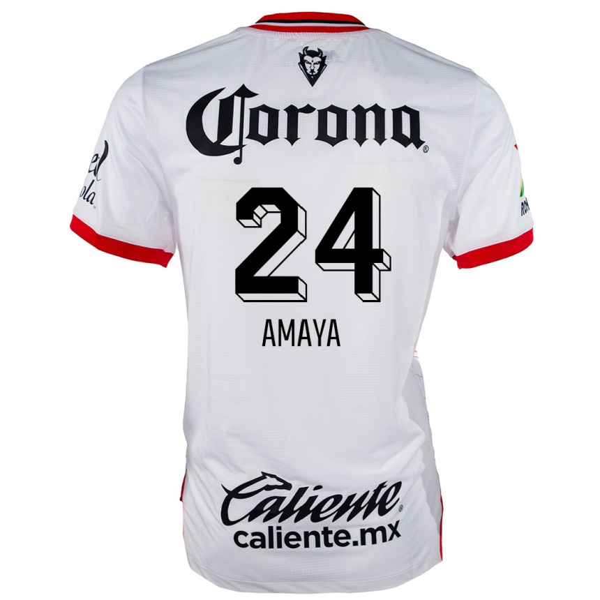 Kids Football Frankie Amaya #24 White Red Away Jersey 2024/25 T-Shirt Nz