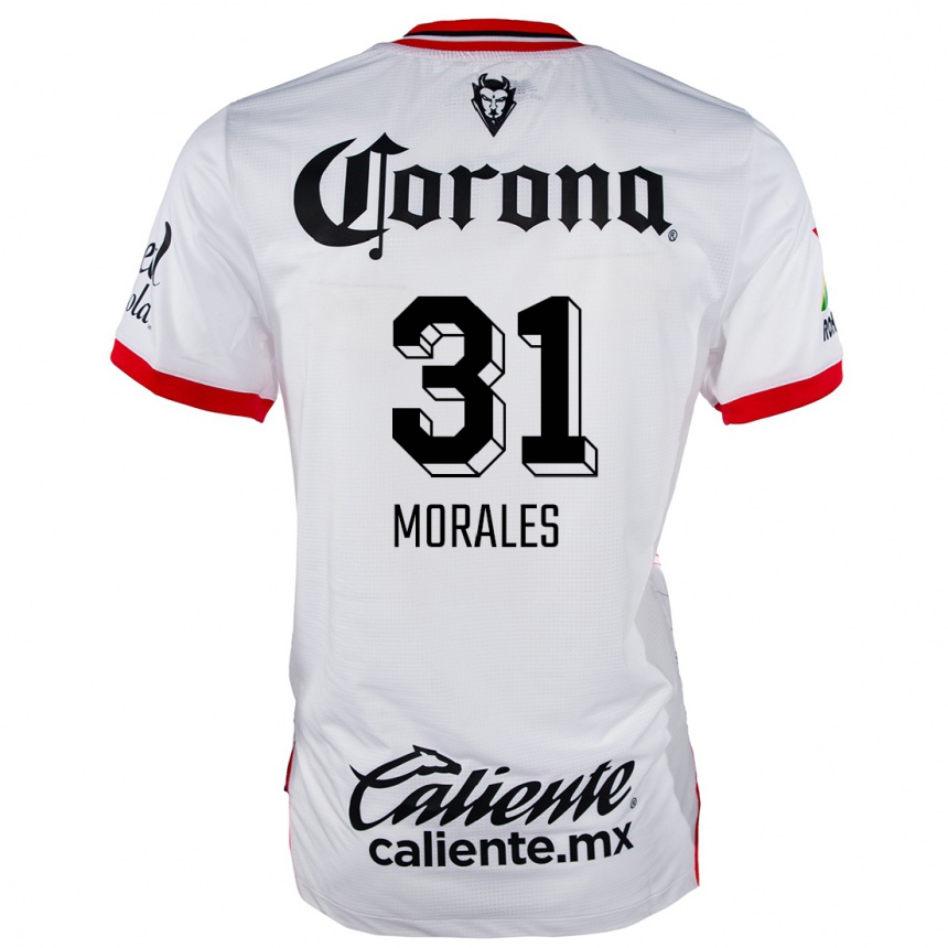 Kids Football Robert Morales #31 White Red Away Jersey 2024/25 T-Shirt Nz