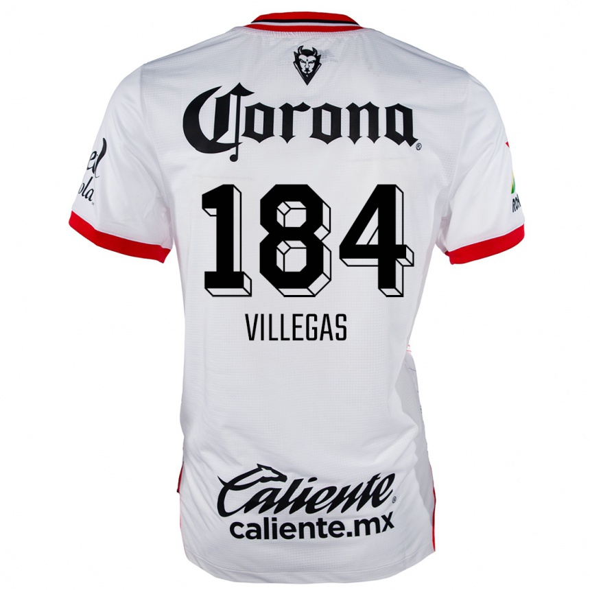 Kids Football Abraham Villegas #184 White Red Away Jersey 2024/25 T-Shirt Nz