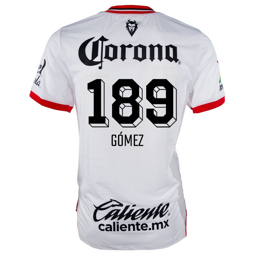 Kids Football Enrique Gómez #189 White Red Away Jersey 2024/25 T-Shirt Nz