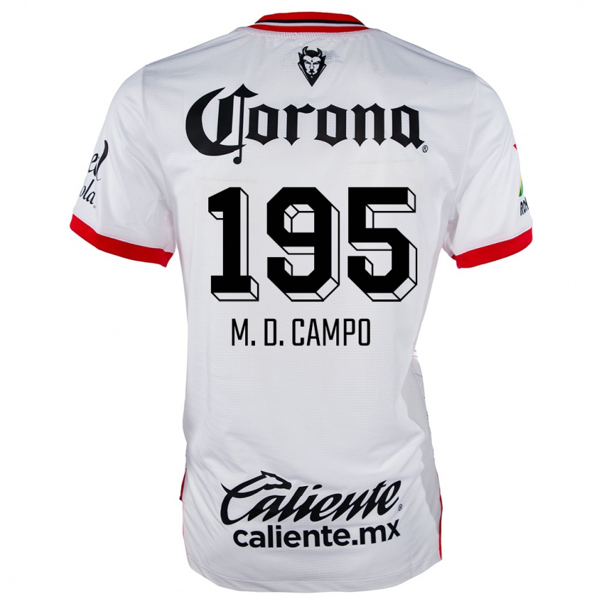 Kids Football Arturo Martín Del Campo #195 White Red Away Jersey 2024/25 T-Shirt Nz