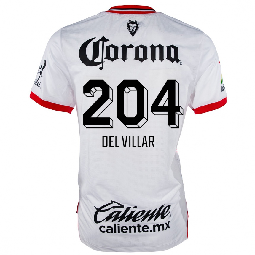 Kids Football Everardo Del Villar #204 White Red Away Jersey 2024/25 T-Shirt Nz