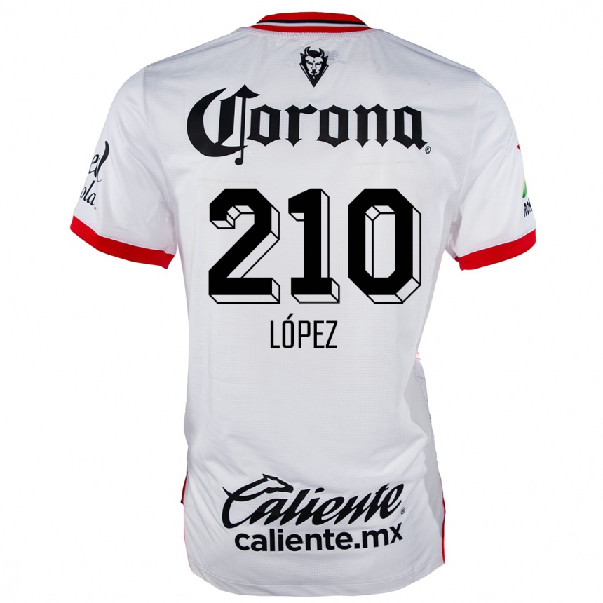 Kids Football Juan López #210 White Red Away Jersey 2024/25 T-Shirt Nz