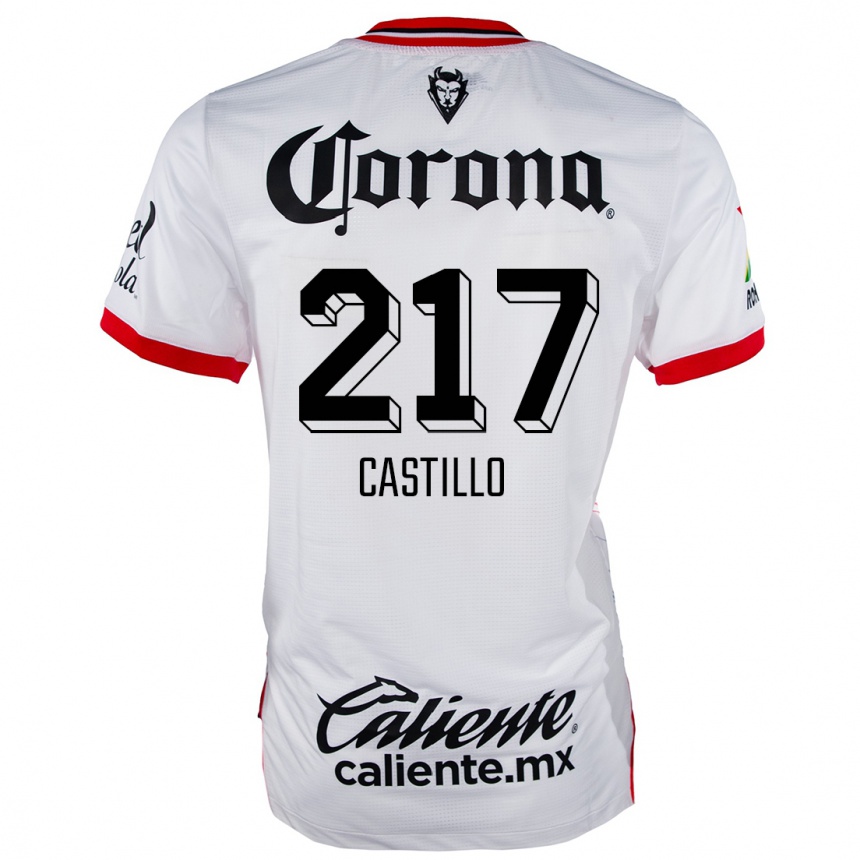 Kids Football Klever Castillo #217 White Red Away Jersey 2024/25 T-Shirt Nz