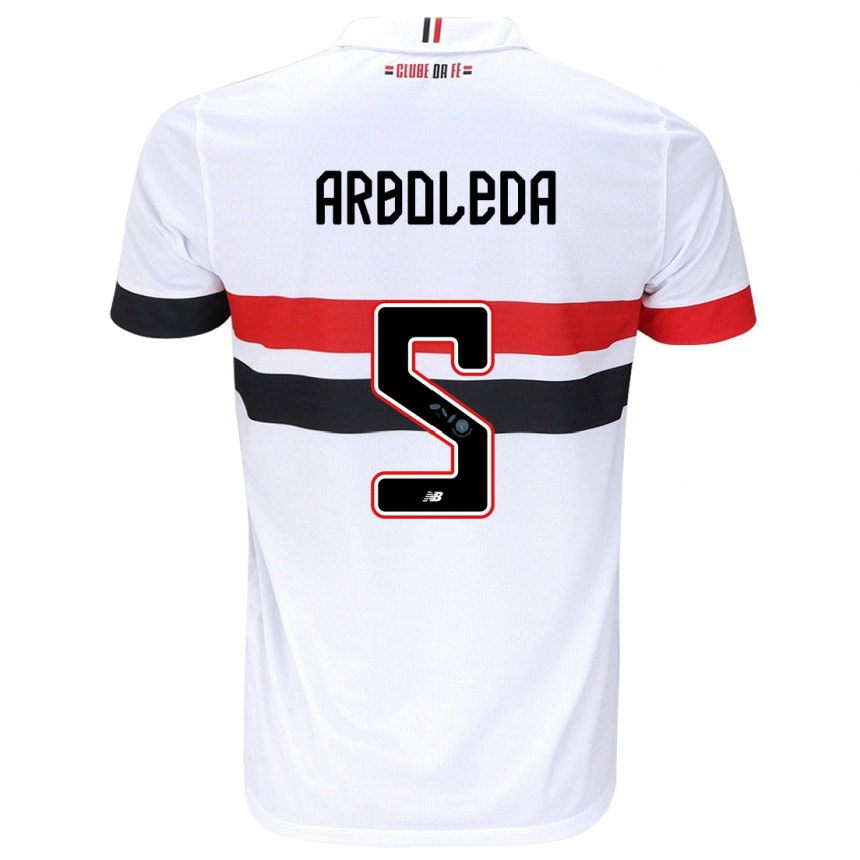 Men Football Robert Arboleda #5 White Red Black Home Jersey 2024/25 T-Shirt Nz