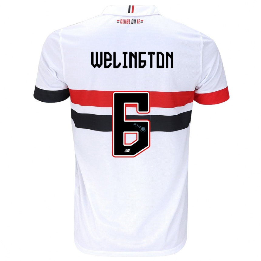 Men Football Welington #6 White Red Black Home Jersey 2024/25 T-Shirt Nz