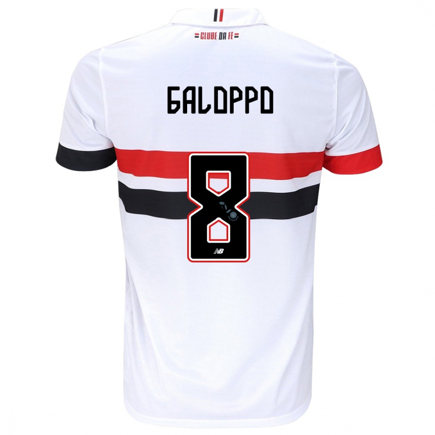 Men Football Giuliano Galoppo #8 White Red Black Home Jersey 2024/25 T-Shirt Nz