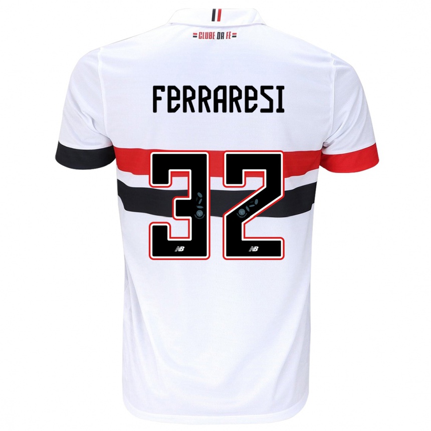 Men Football Nahuel Ferraresi #32 White Red Black Home Jersey 2024/25 T-Shirt Nz