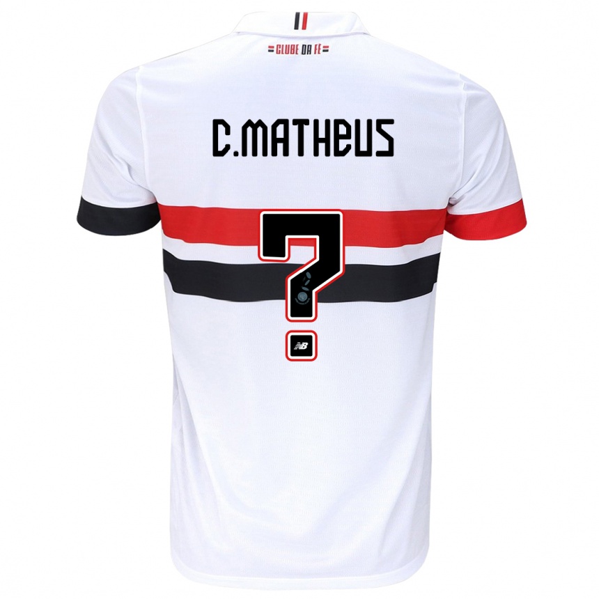 Men Football Caio Matheus #0 White Red Black Home Jersey 2024/25 T-Shirt Nz