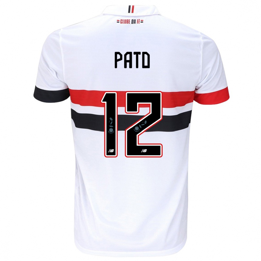 Men Football Alexandre Pato #12 White Red Black Home Jersey 2024/25 T-Shirt Nz