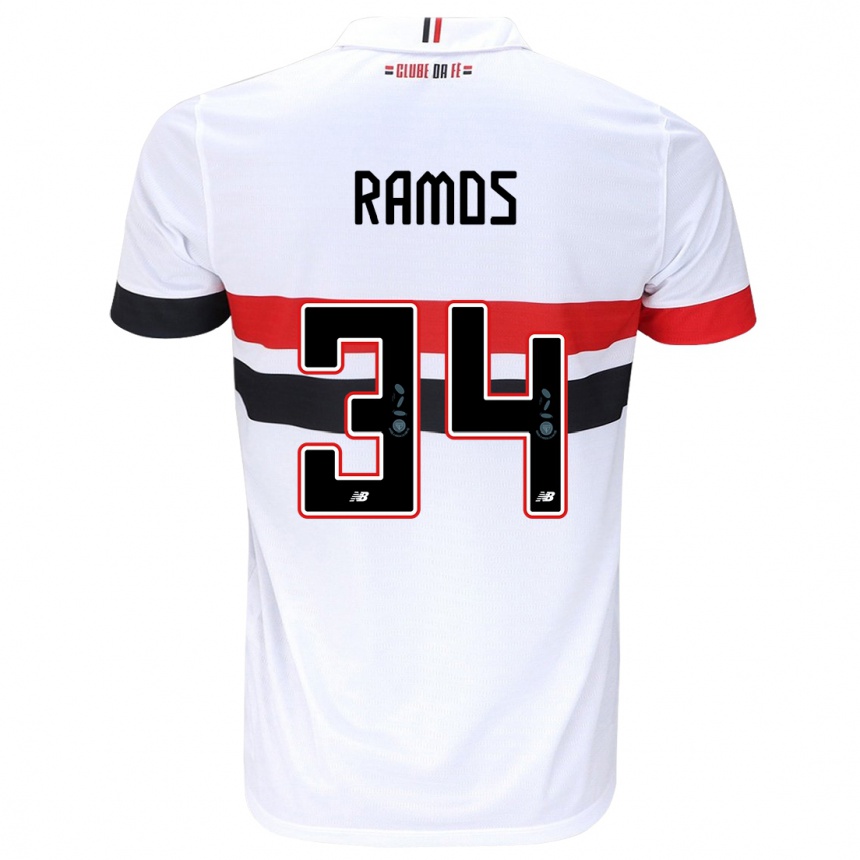 Men Football Raí Ramos #34 White Red Black Home Jersey 2024/25 T-Shirt Nz