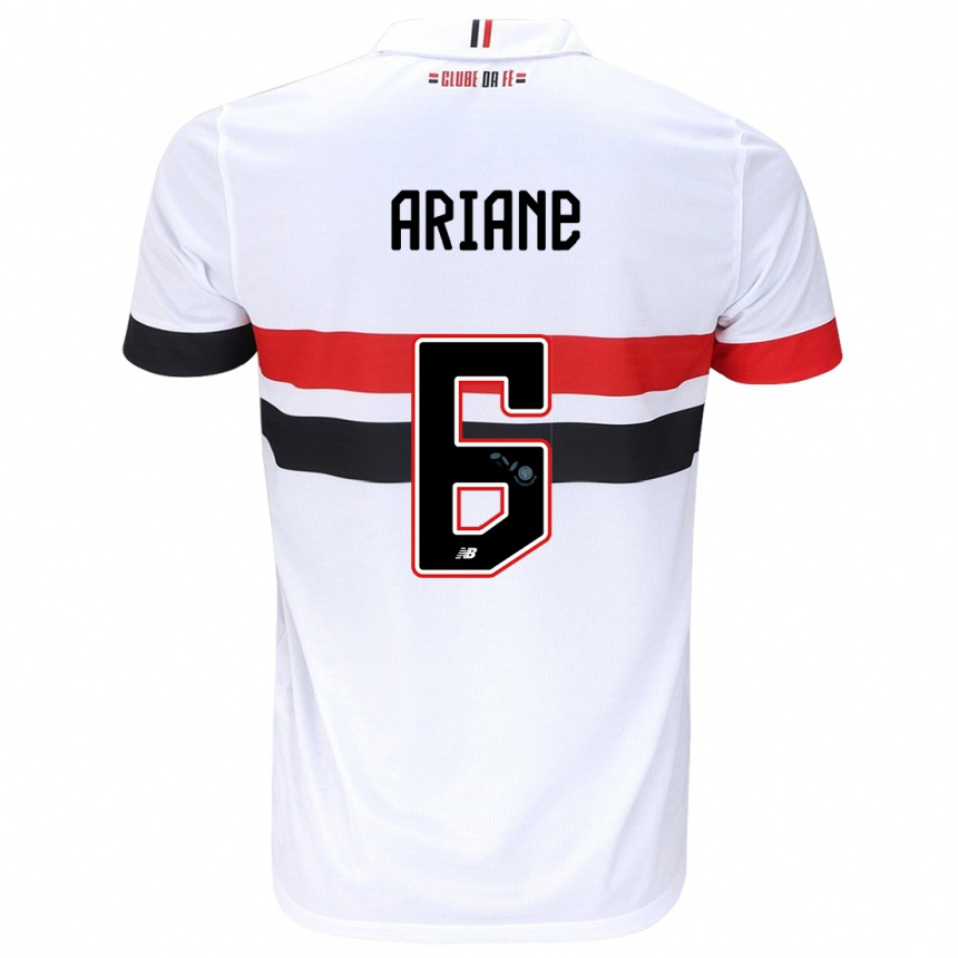 Men Football Ariane #6 White Red Black Home Jersey 2024/25 T-Shirt Nz