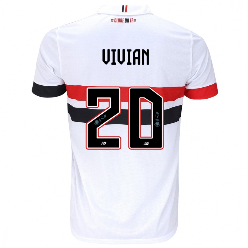 Men Football Vivian #20 White Red Black Home Jersey 2024/25 T-Shirt Nz