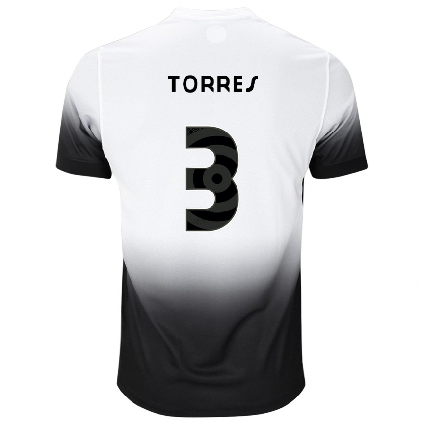 Men Football Félix Torres #3 White Black Home Jersey 2024/25 T-Shirt Nz