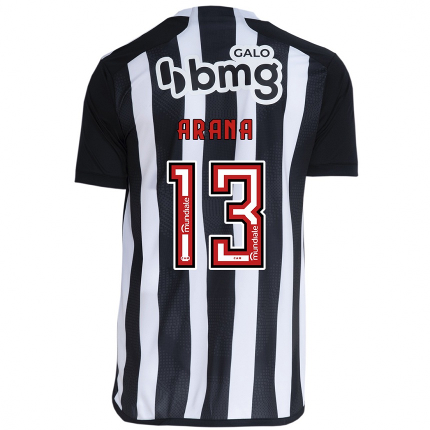 Men Football Guilherme Arana #13 White Black Home Jersey 2024/25 T-Shirt Nz