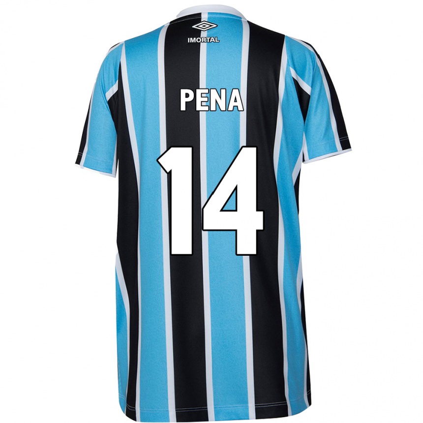 Men Football Jessica Peña #14 Blue Black White Home Jersey 2024/25 T-Shirt Nz