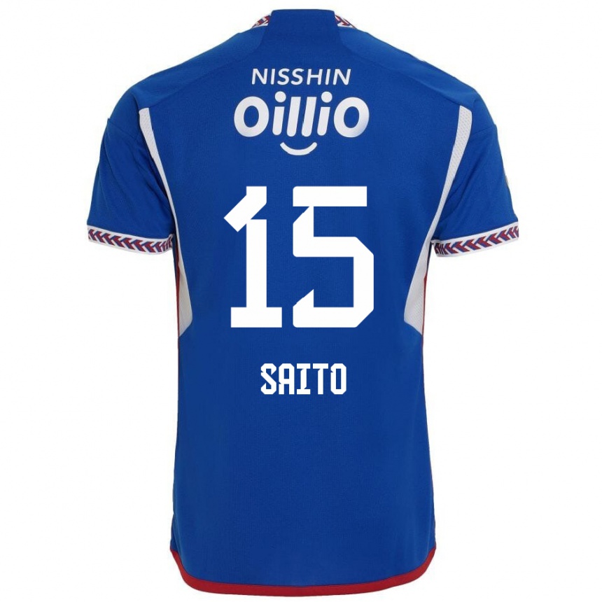 Men Football Haru Saito #15 Blue White Red Home Jersey 2024/25 T-Shirt Nz