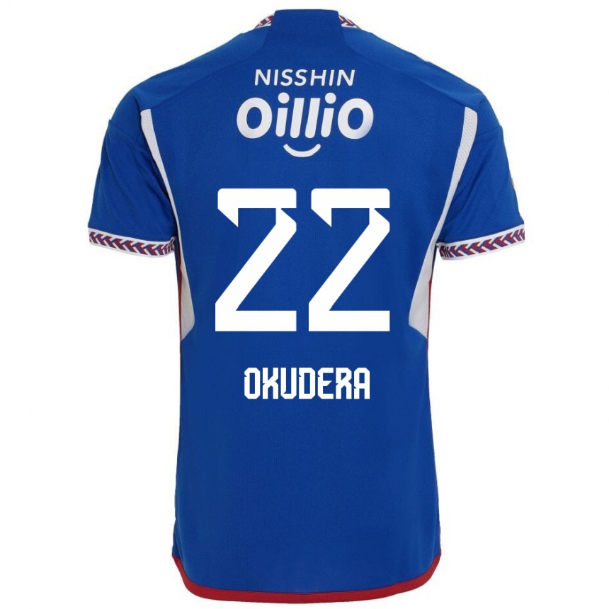 Men Football Minato Okudera #22 Blue White Red Home Jersey 2024/25 T-Shirt Nz