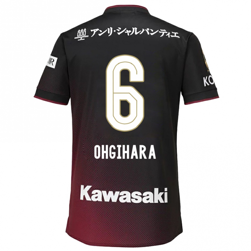 Men Football Takahiro Ogihara #6 Black Red Home Jersey 2024/25 T-Shirt Nz