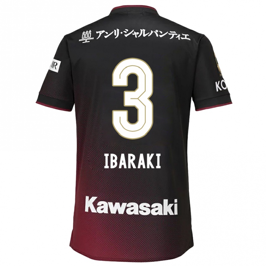 Men Football Riku Ibaraki #3 Black Red Home Jersey 2024/25 T-Shirt Nz