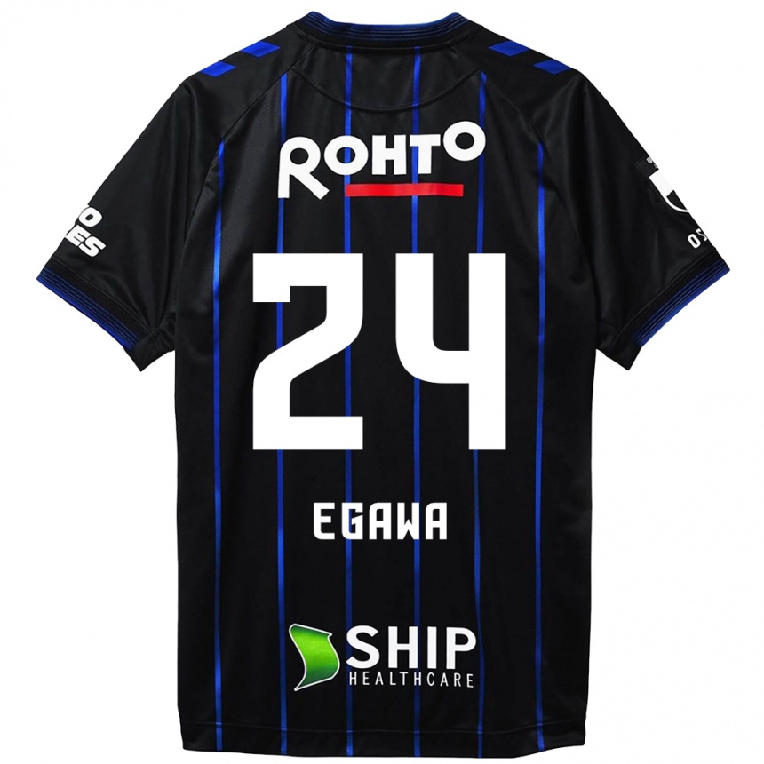 Men Football Yusei Egawa #24 Black Blue Home Jersey 2024/25 T-Shirt Nz