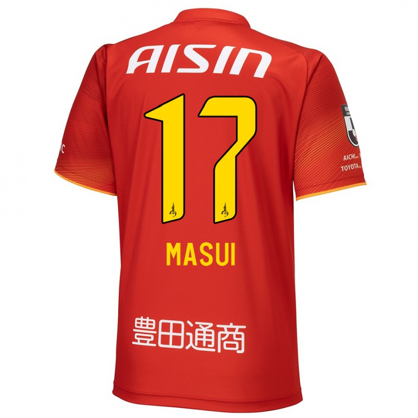 Men Football Ken Masui #17 Red White Yellow Home Jersey 2024/25 T-Shirt Nz