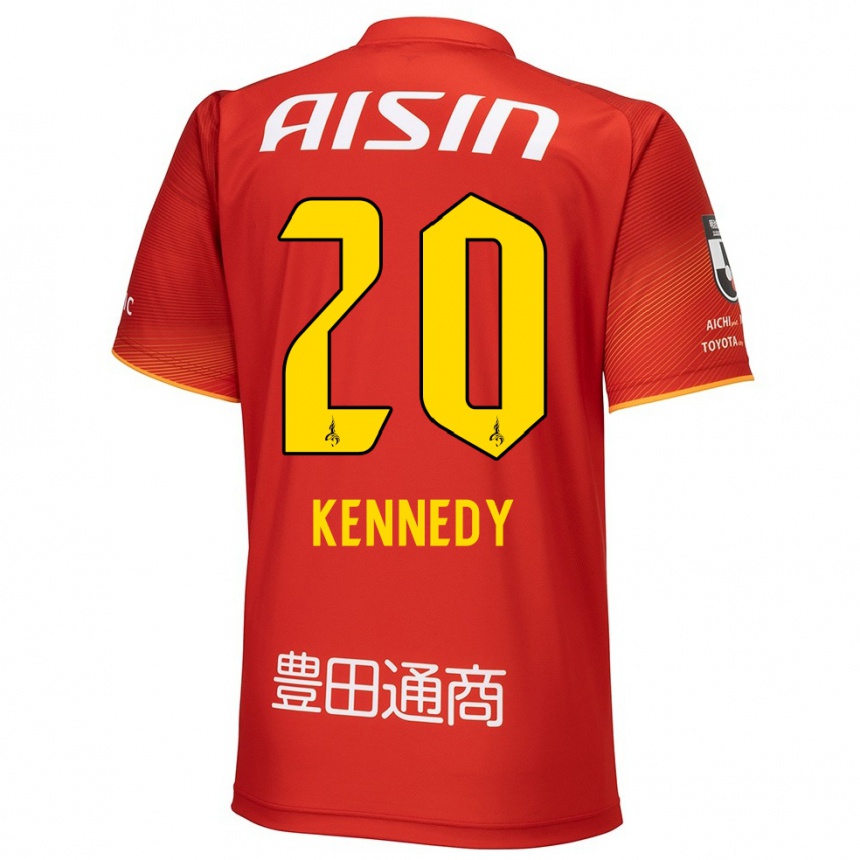 Men Football Kennedy Egbus Mikuni #20 Red White Yellow Home Jersey 2024/25 T-Shirt Nz