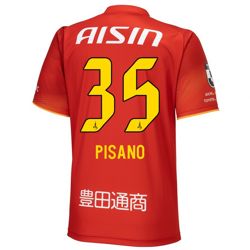 Men Football Alexandre Pisano #35 Red White Yellow Home Jersey 2024/25 T-Shirt Nz