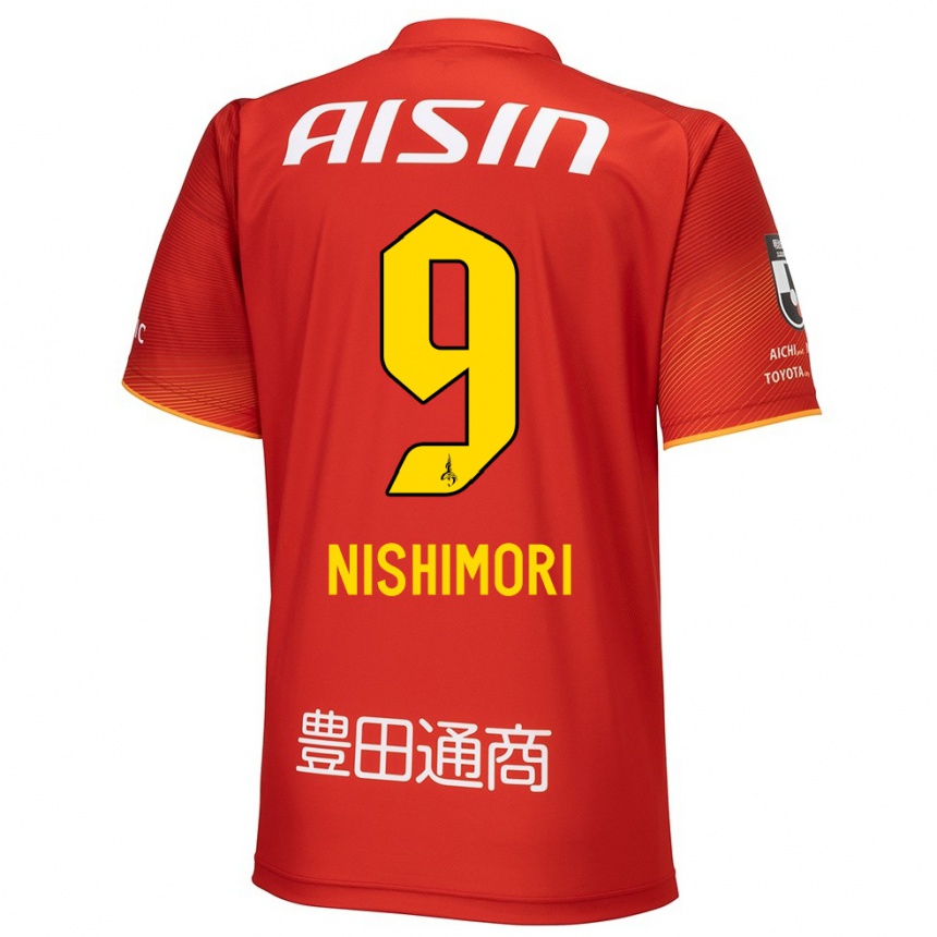 Men Football Naoto Nishimori #9 Red White Yellow Home Jersey 2024/25 T-Shirt Nz