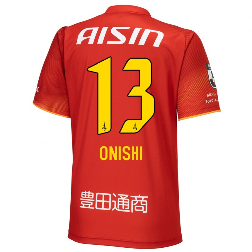 Men Football Ritsu Onishi #13 Red White Yellow Home Jersey 2024/25 T-Shirt Nz