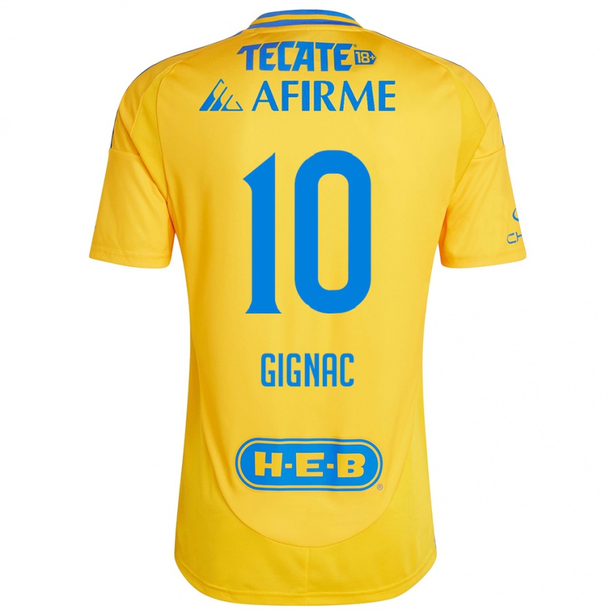 Men Football Andre-Pierre Gignac #10 Gold Yellow Home Jersey 2024/25 T-Shirt Nz