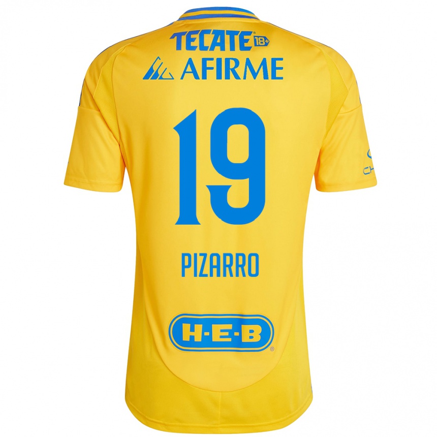 Men Football Guido Pizarro #19 Gold Yellow Home Jersey 2024/25 T-Shirt Nz