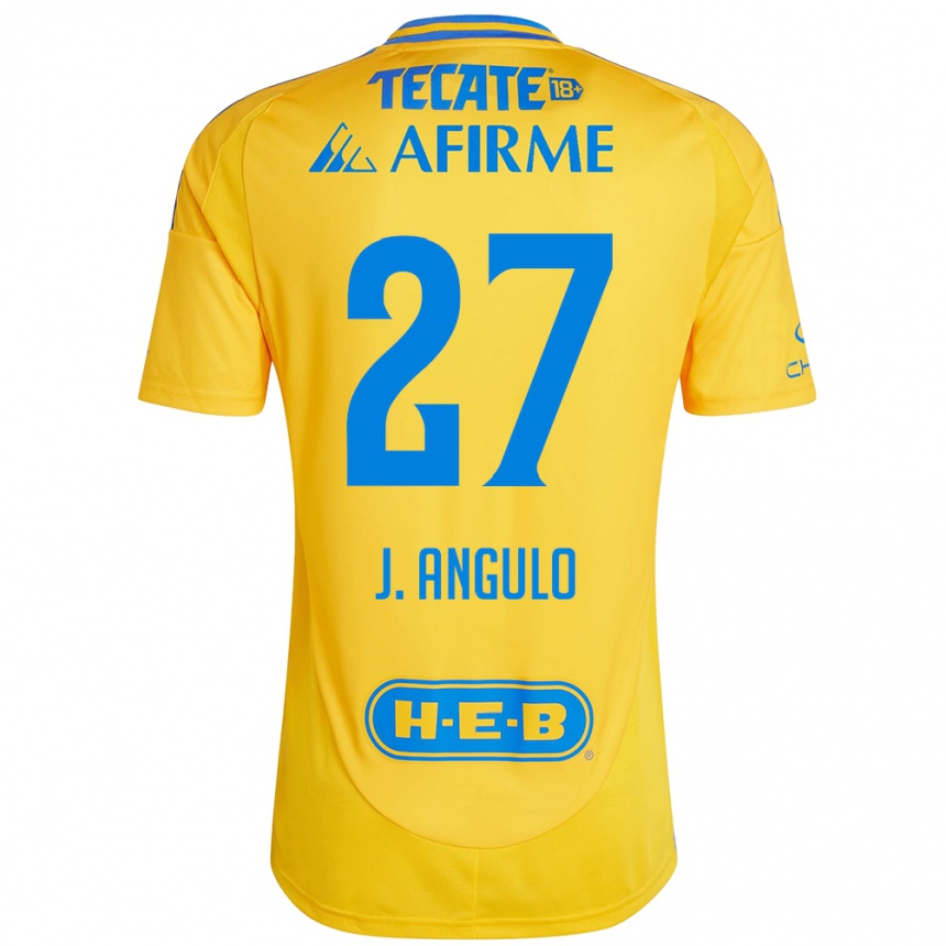 Men Football Jesus Angulo #27 Gold Yellow Home Jersey 2024/25 T-Shirt Nz