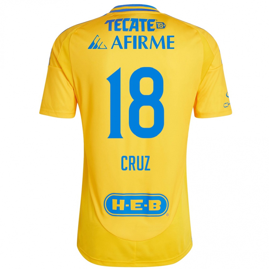 Men Football Belen Cruz #18 Gold Yellow Home Jersey 2024/25 T-Shirt Nz