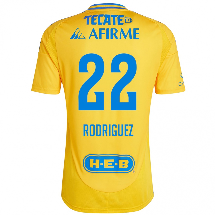 Men Football Anika Rodriguez #22 Gold Yellow Home Jersey 2024/25 T-Shirt Nz